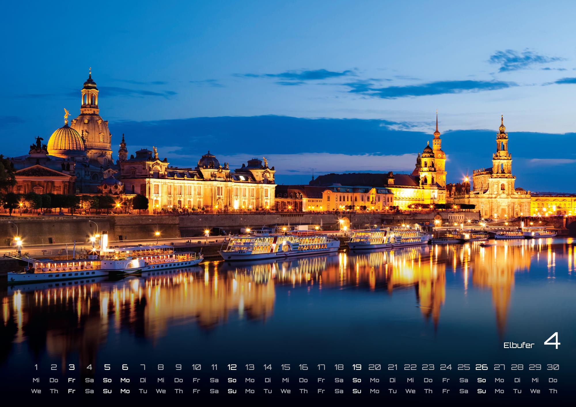 Dresden - magisches Elbflorenz - 2026 - Kalender DIN A2 (extragroß: ca. 60 cm x 42 cm)