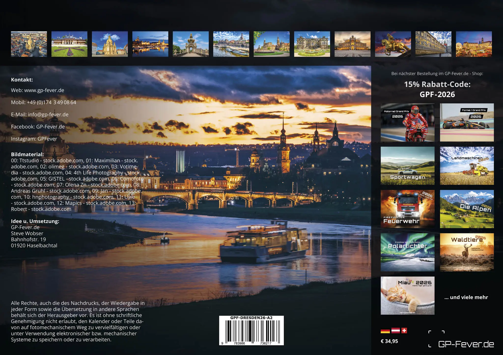 Dresden - magisches Elbflorenz - 2026 - Kalender DIN A2 (extragroß: ca. 60 cm x 42 cm)